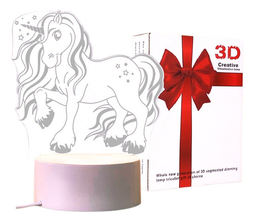 Lámpara 3d Diseño Unicornio Decoración Creativa Atractiva