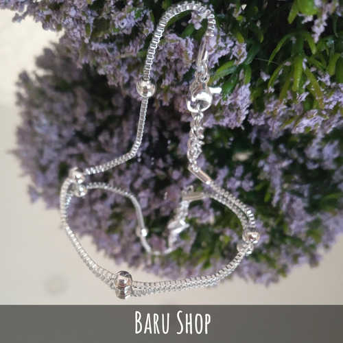 Imagen 3 de 10 de Pulsera De Acero Blanco Con Diseño Bolitas .. Regulable