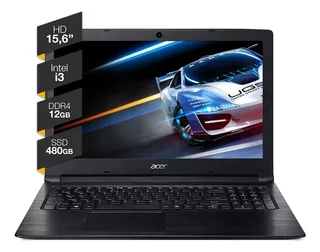 Notebook Acer 15p Aspire 3 Intel I3 12gb Ram 480gb Ssd Win10 Color Negro