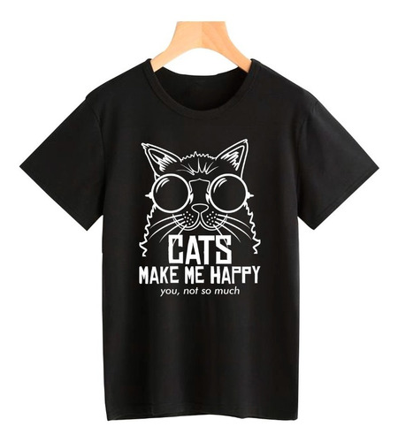 Remera Cats Make Me Happy Cat Gato Algodon Adulto/niño