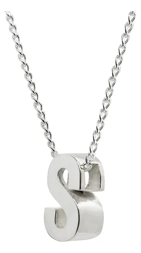 Collar Zab De Plata .925 Dise o De La Letra S En 3d Cuotas sin
