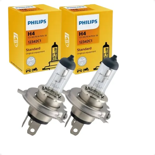 comprar Par Lâmpadas Farol Baixo E Alto H4 Philips Halogena 12v