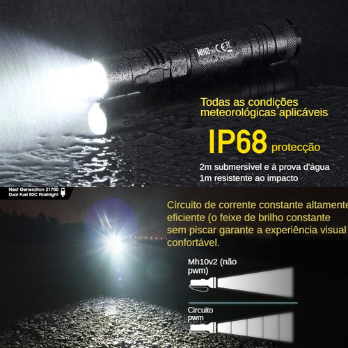 Nitechere Mh10v2 Linterna De Luz Fuerte 1200lm Táctica Flash