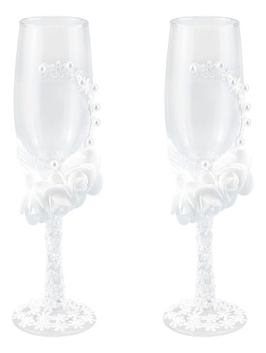 Lcjaof Juego De 2 Copas De Champán Para Boda, Copas De Vino