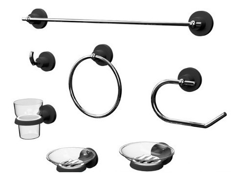 Set Accesorios Baño Set 7 Piezas Negro Grifmac 