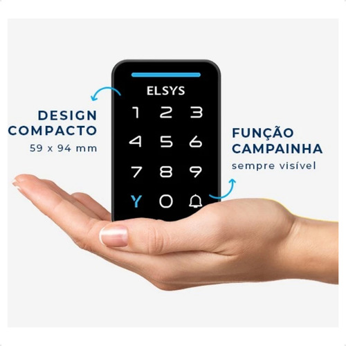Fechadura Digital Sobrepor Elsys Dance Senha Campainha Vertical Direita/Esquerda
