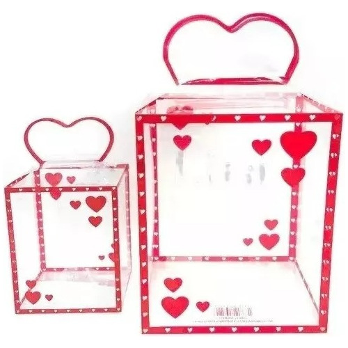 Caja Plegable Transparente Corazones Regalo Dias Especisales