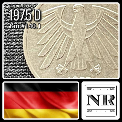 Alemania - 5 Marcos - Año 1975 D - Km #140.1 - Águila