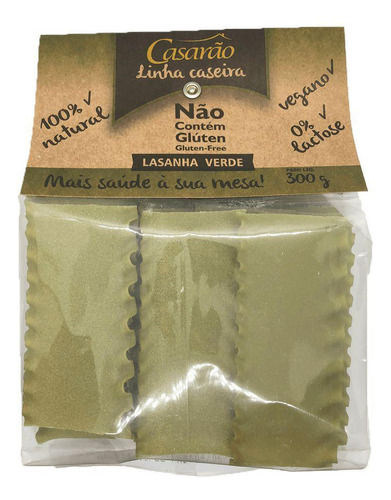 Kit 3 Macarrão Lasanha Verde Sem Glúten Casarão 300g