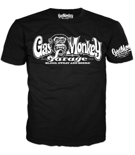 Playera Gas Monkey Garaje Blood Sweet Beers Negra Con Envio