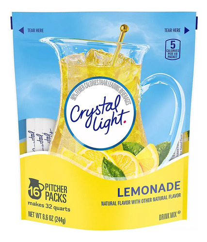 Imagen 1 de 6 de Te Limonada Crystal Light Bolsa 16 Paqueticos Menos Calorias