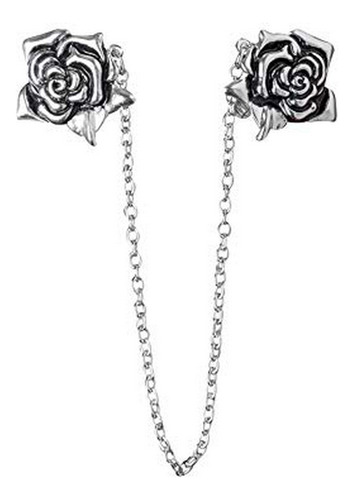 Evelots Rose Sweater-collar Clip With Chain-vintage Look Dre