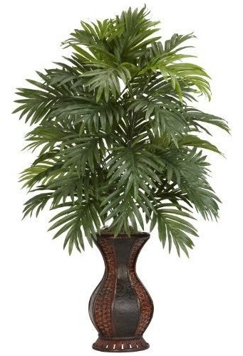 6661 Palmera Areca Urna Planta Seda Verde 35 X 12 X 12