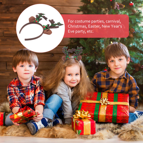 2 Diademas Navideñas Con Cuernos Para El Pelo, Adorables Aro