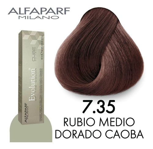 Tinte Evolution Alfaparf 7. + Oxidante De Tono 7.35 Rubio Medio Dorado Caoba