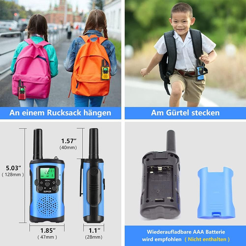 Walkie Talkies Para Niños, 3 Unidades, 22 Canales, Radio De