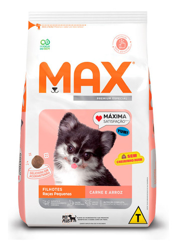 Max Ração Para Cães Filhotes Raças Pequenas Carne 10,1kg