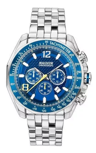Relógio Masculino Magnum Prata Luxo Original Aprova D'água