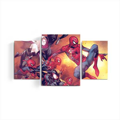 Cuadro Triptico Infantil Spiderman Hombre Araña Comic Serie