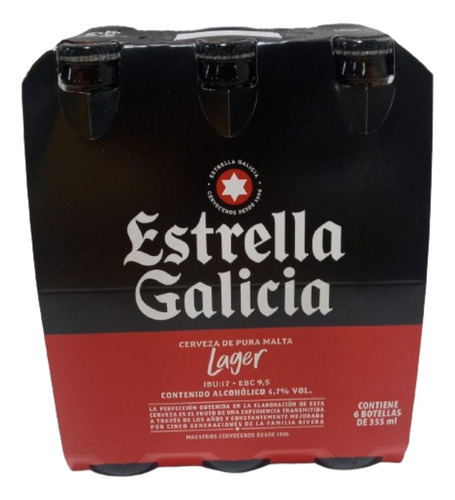 Cerveja Estrella Galicia Pilsen 355ml - Pack C/6 Unidades