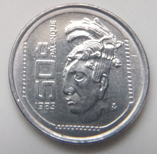 Moneda 50 Centavos Cabeza Maya 1983