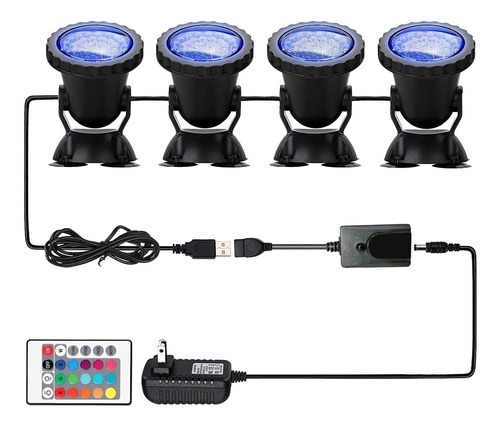 Docean Luz Sumergible 36 Led 16 Colors 4 Modo Angulo Rgb