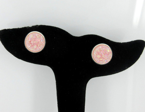 Pendientes De Piedra Drusa Ab Tonos Pastel De Imitació...