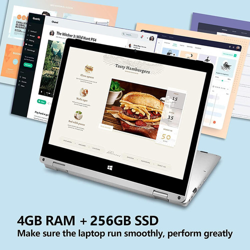 Laptop Con Windows, 2 En 1 Con Pantalla Táctil, Computadora