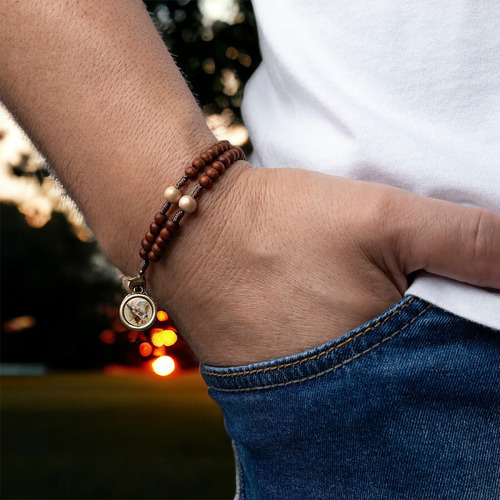 Pulseira Terço De Pulso São Miguel Arcanjo Madeira