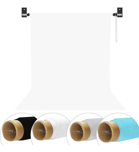 Kit Fundo Infinito Papel 2x5 M + Suporte De Parede Teto Cor Branco - 2m Desenho impresso Liso