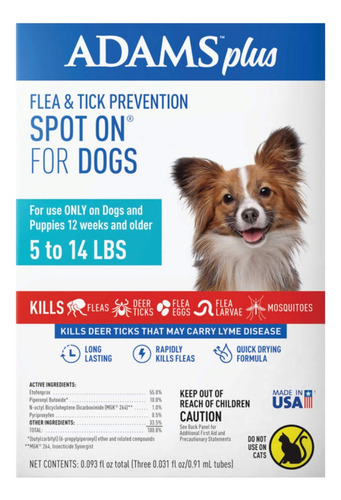 Adams Plus Flea & Tick Spot On 2 A 6kg Pipeta Para Perros 