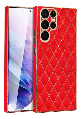 En Stock Abfa Shop Case Cromado Rombos Samsung S21 Rojo