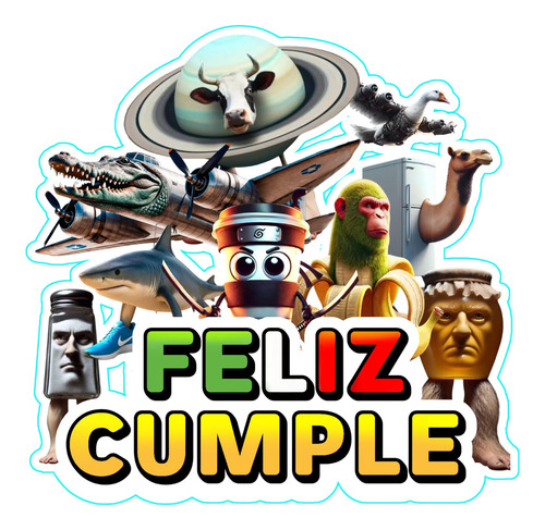 Globos+ Accesorios+ 30 Bolsitas+ Stickers Italian Brainrot Rojo Italian Brainrot Feliz Cumpleaños
