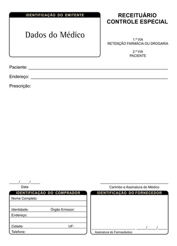Imagem 1 de 2 de 20x25x2 Blocos Receituário Controle Especial - Autocopiativo
