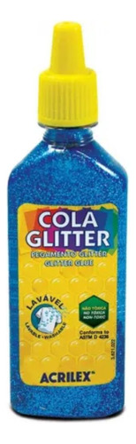 Cola Colorida Com Glitter 23g Lavável Cor Azul Acrilex