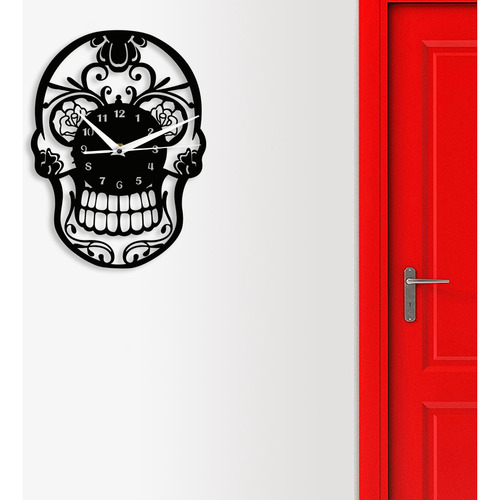 Reloj De Pared Con Espejo Acrílico Con Forma De Calavera, De