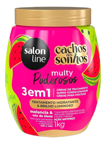 Creme Cachos Dos Sonhos Multy Poderosos Melancia Salon Line