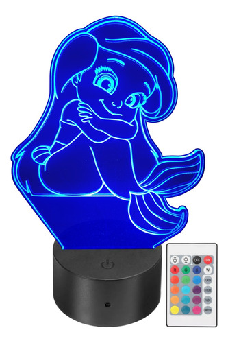 Lámpara Led Decorativa Sirenita Baby Rgb Personalizada