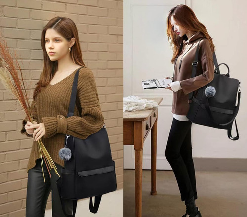 Go-done - Bolso De Dama Acabado De Los Herrajes Negro Con Adorno Gris Color Negro Correa De Hombro Negro Diseño De La Tela Liso