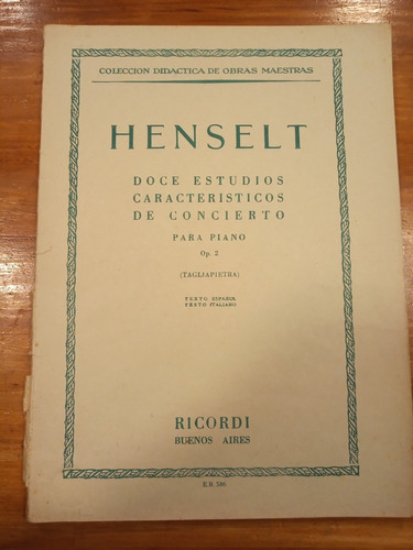 Henselt 12 Estudios Caracteristicos De Concierto Partitura