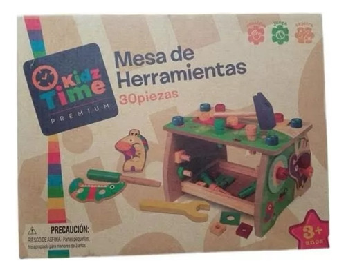 Mesa De Herramientas De Madera 30 Piezas Kidz Time Didáctico