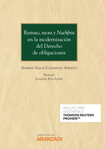Retraso Mora Y Nachfrist En La Modernizacion Del Derecho Ob, De Salud Casanova Asenci,andrea., Vol. 1. Editorial Aranzadi, Tapa Blanda En Español