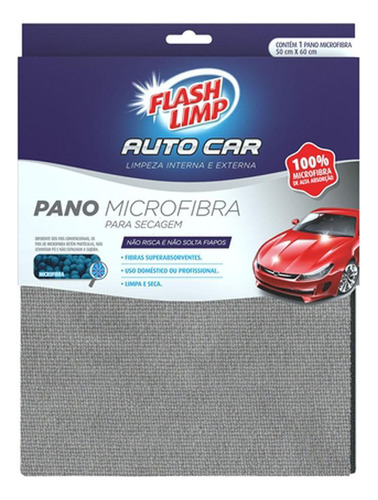 Pano Microfibra Automotivo Para Secagem Flashlimp