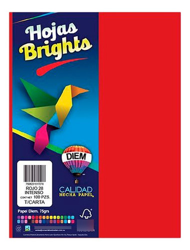 Hoja De Papel Diem Bright Paquete 100 Hojas Rojo Intenso 28