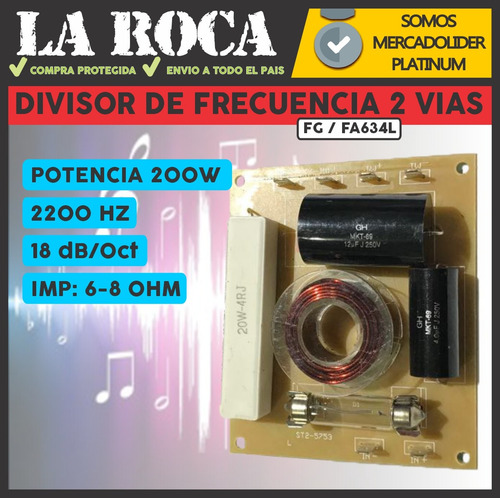 Imagen 3 de 10 de Divisor De Frecuencia 2 Vias 200w Crossover La Roca Envios