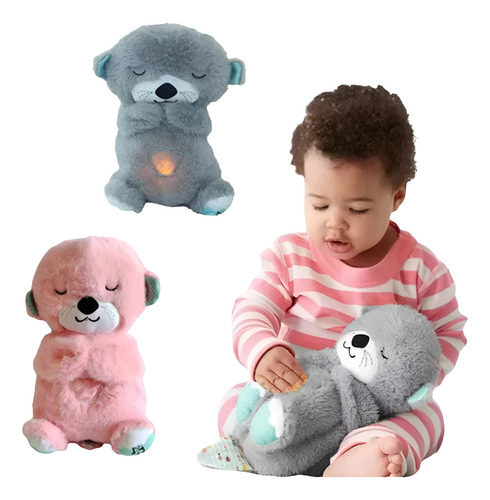 Nutria Peluche Que Respira Con Música, Luces Y Movimientos Gris Oscuro