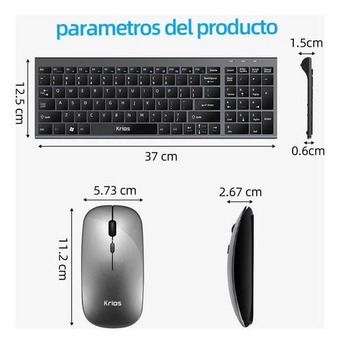 Z Teclado Y Mouse Krios K95 Español Inalámbrico Kit Teclado
