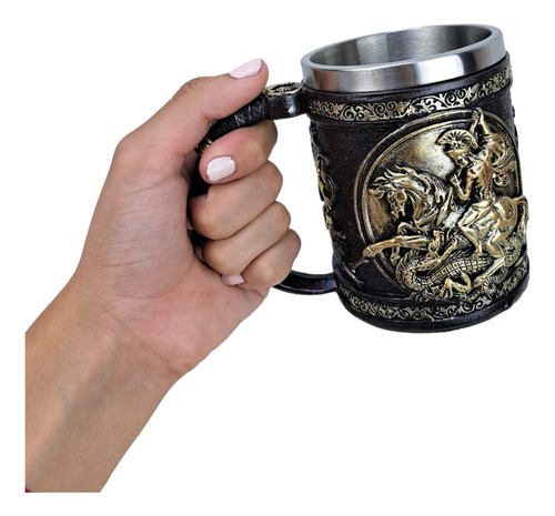 Caneca São Jorge Resina Decorativa Peça De Coleção