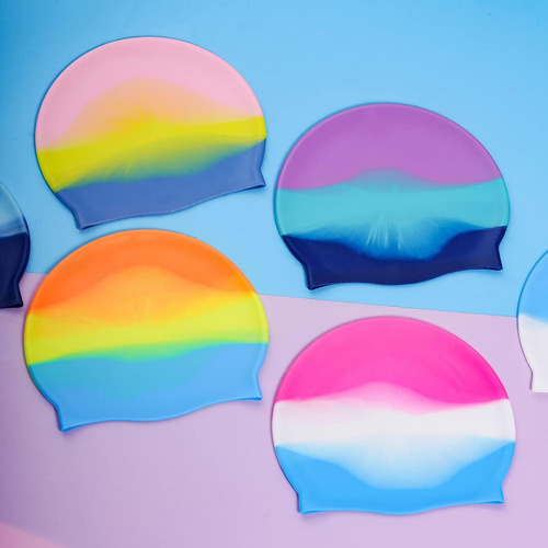 W Gorro De Natacion De Silicona De 6 Piezas Para Ninos Y
