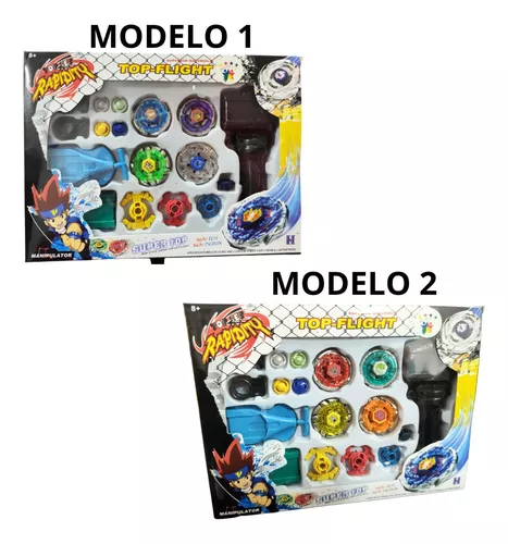 Kit 4 Beyblade Metal Fusion Pião C/super Lançador Brinquedos em